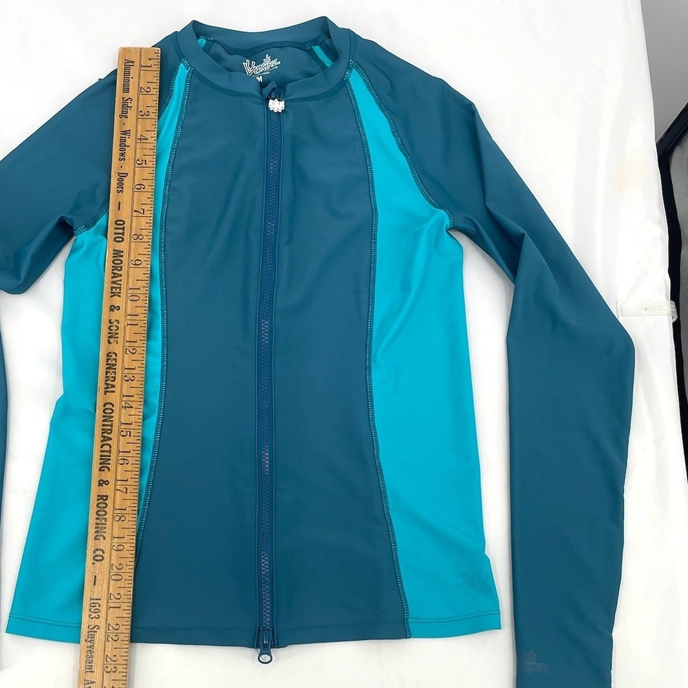 UV Skinz Rash Guard Womens M Teal Blue Full Zip Long Sleeve UPF 50+ - Picture 6 of 7